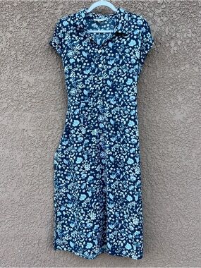 Lucky Brand Navy Blue Floral Button-Front Dress